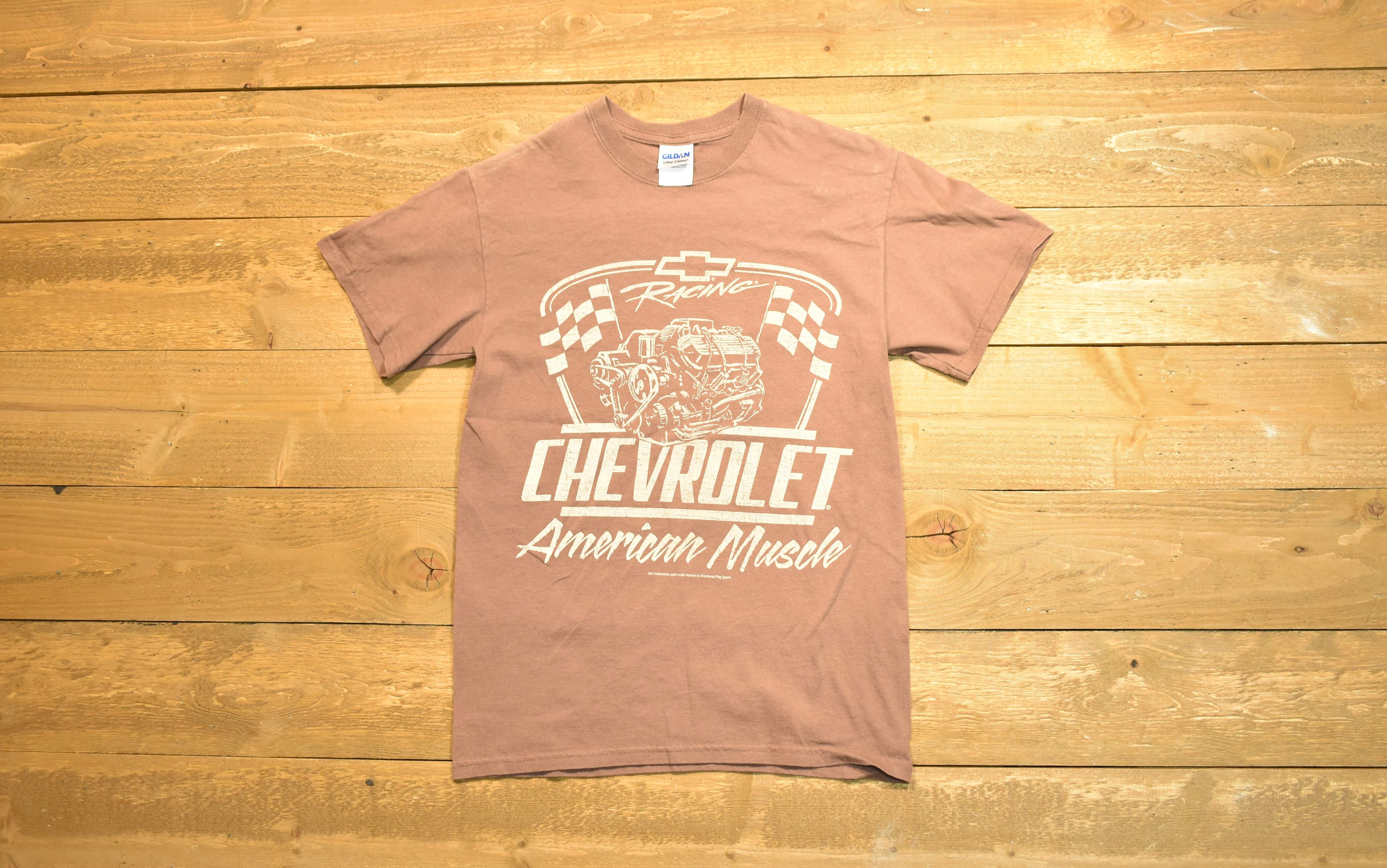 Chevrolet American muscle T-shirt Chevy men's T-shirt small brown used
