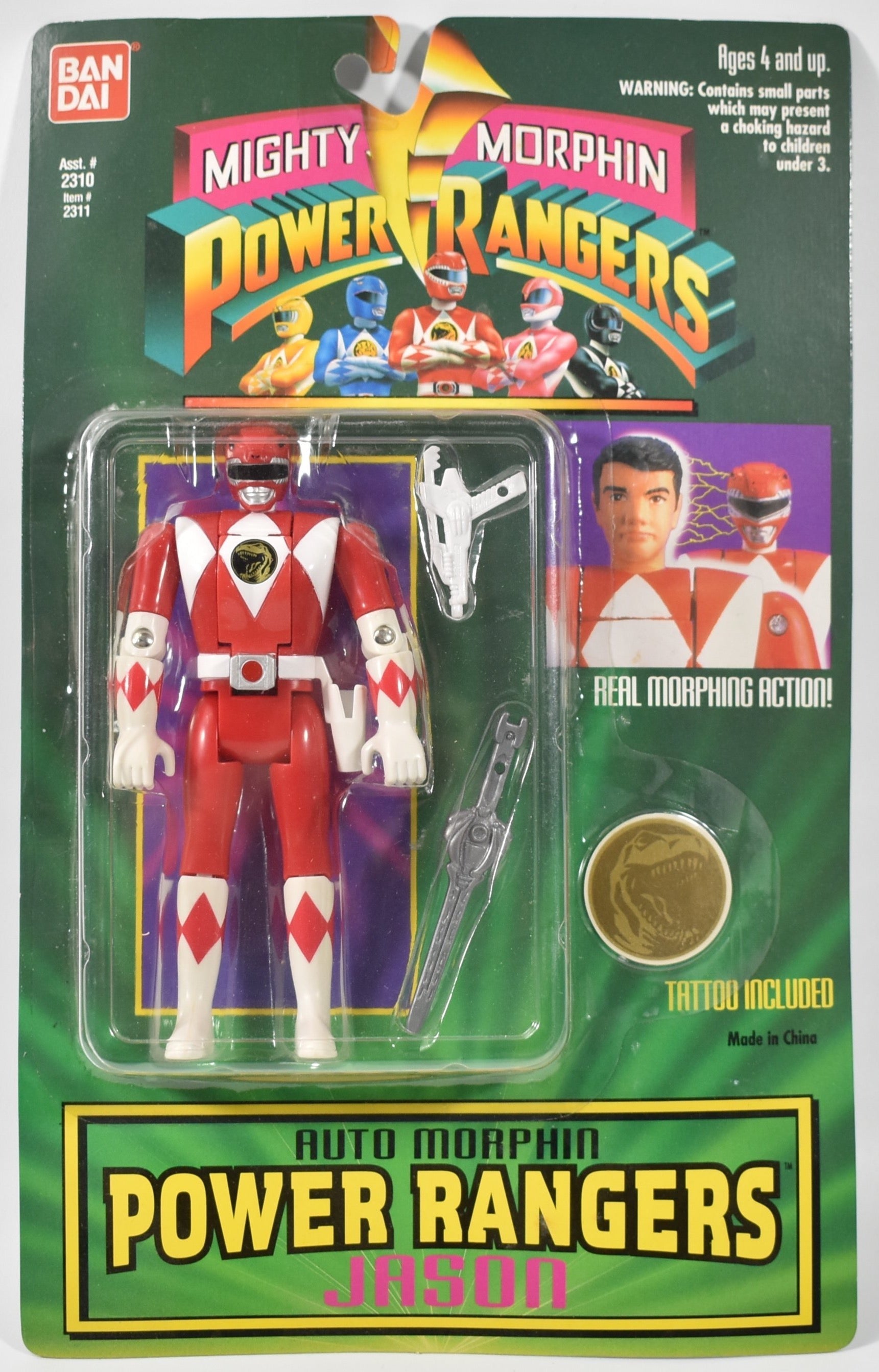 Power Rangers Auto Morphin Jason Red Ranger 1994 Flip Head Action Figure
