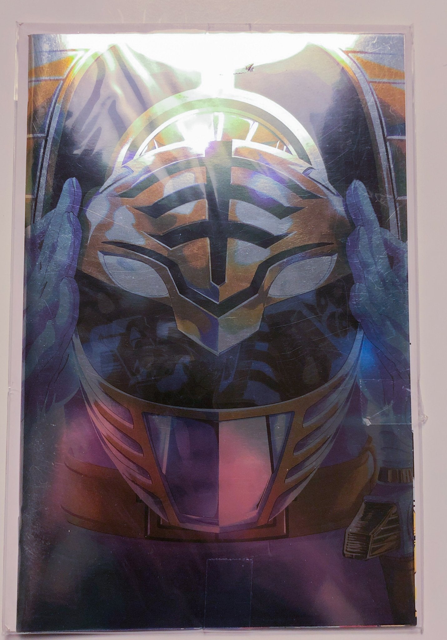 Power Rangers White Ranger Helmet Foil Cover Boom Studios 0