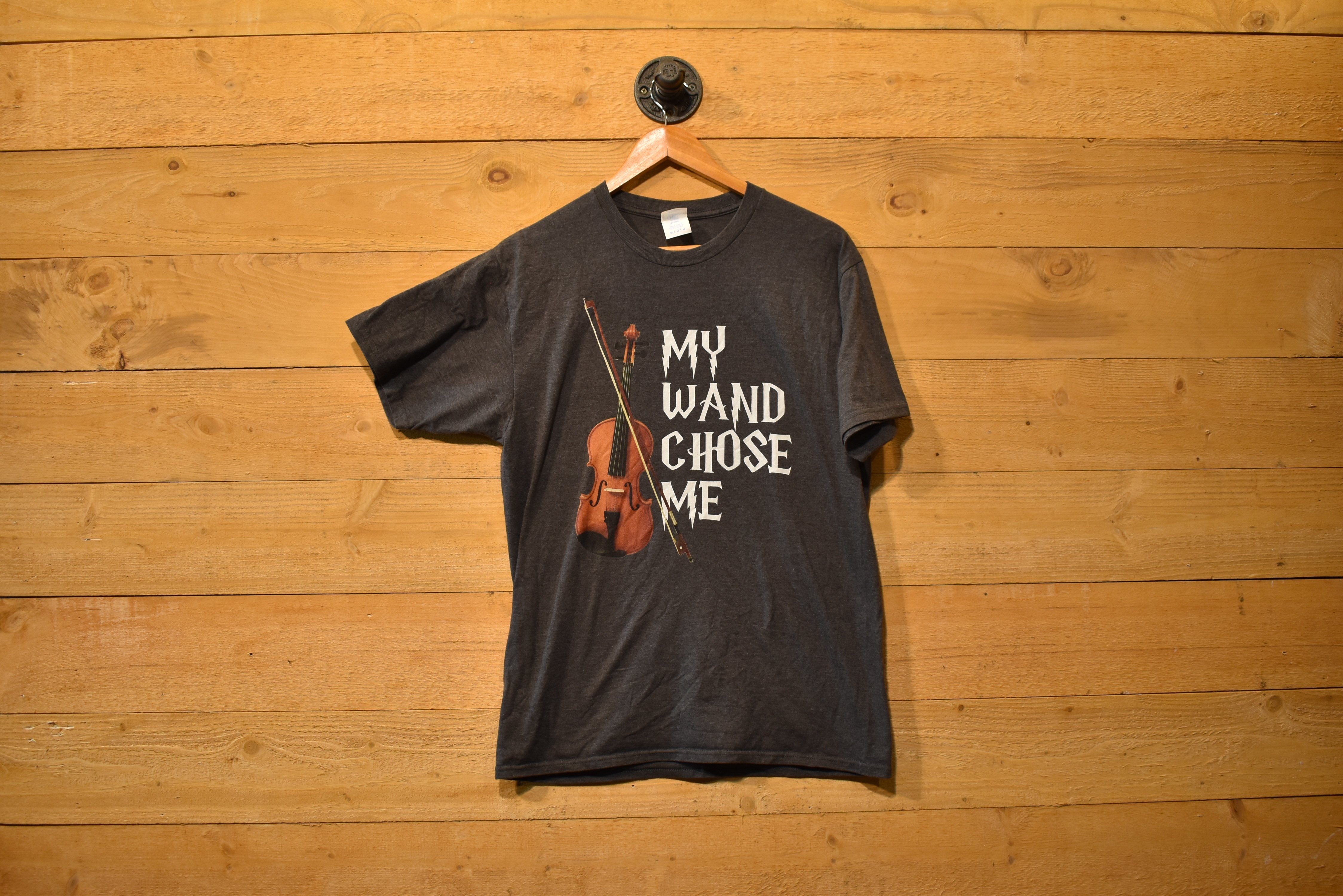 My Wand Chose Me Grey Musical Themed T Shirt Size Medium - Used