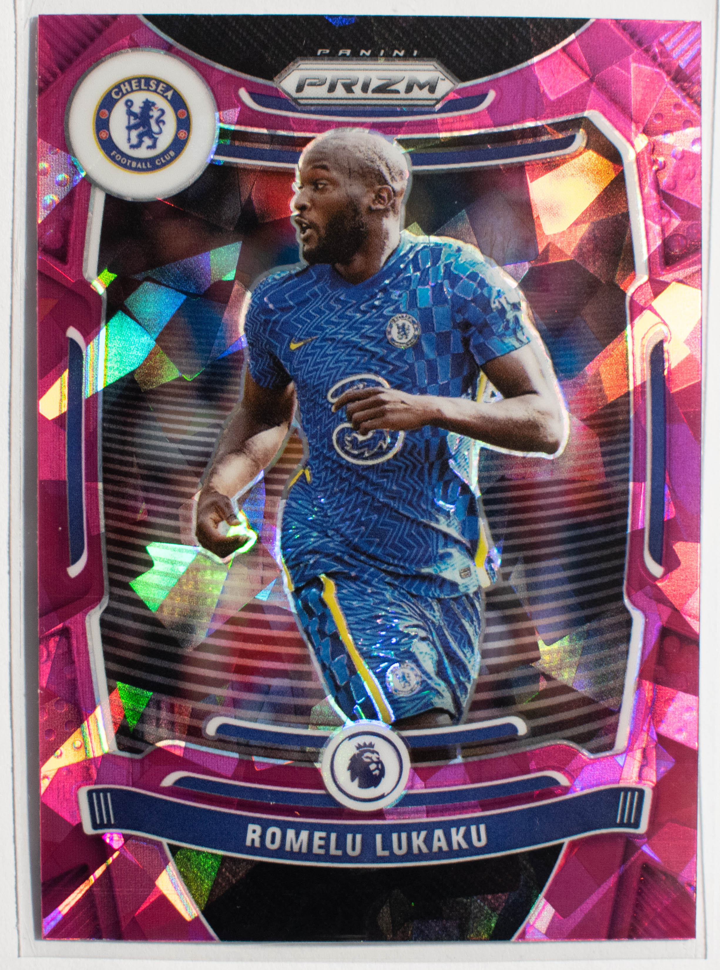 254 Romelu Lukaku Panini Prizm premier league 2021- 22 PINK Cracked ICE Prizm
