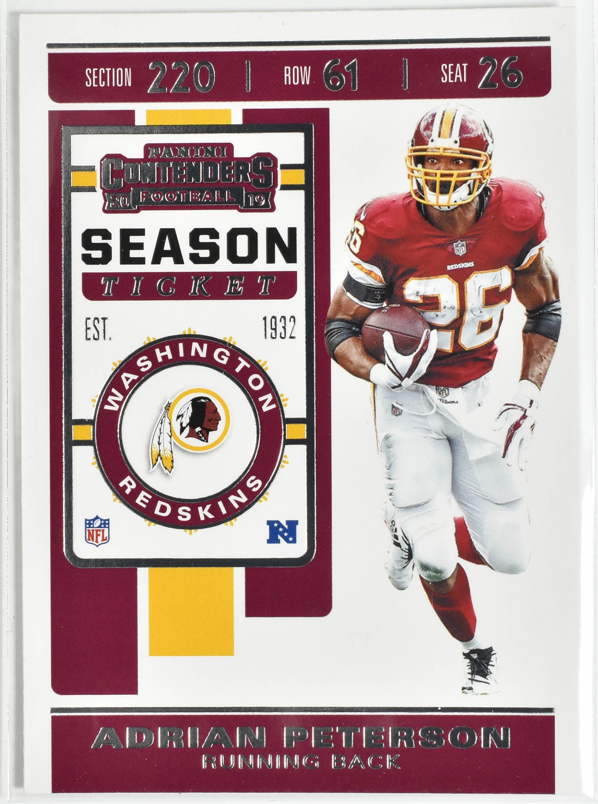 Andrian Peterson 60 Contenders 2019 Football Washington Football Team