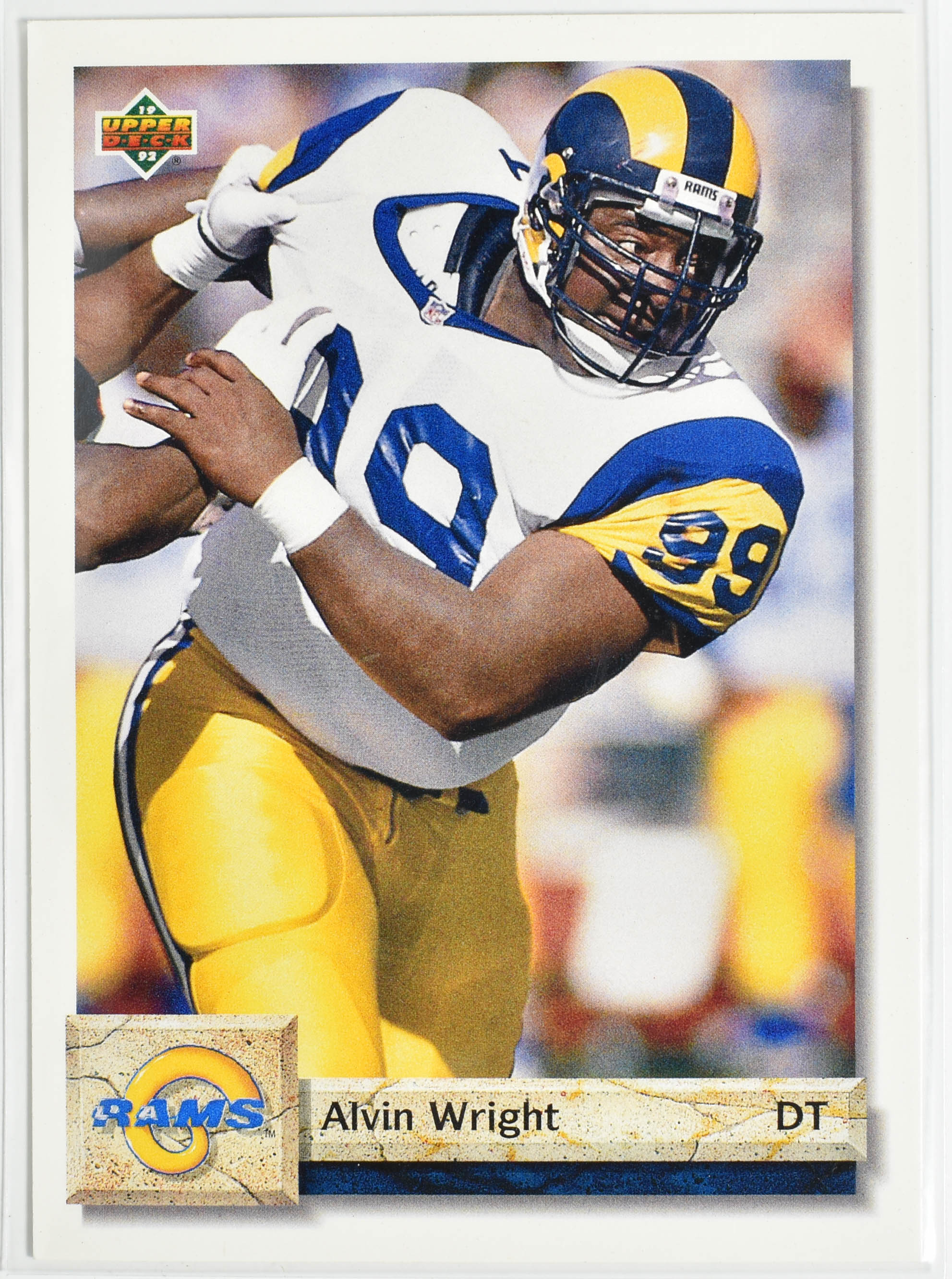 Alvin Wright 205 Upper Deck 1992 Rams Football Card