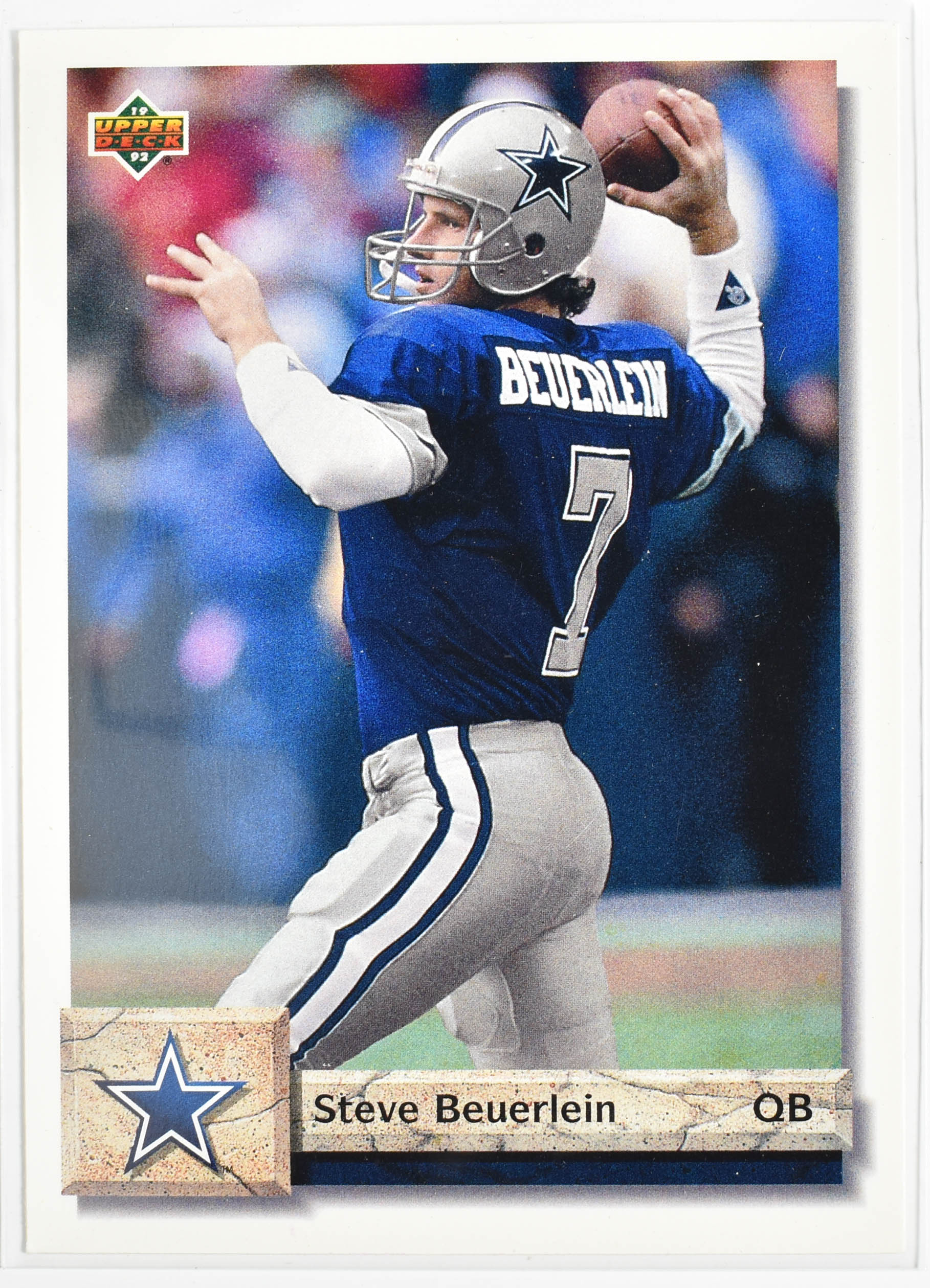 Steve Beuerlein 341 Upper Deck 92 Dallas Cowboys