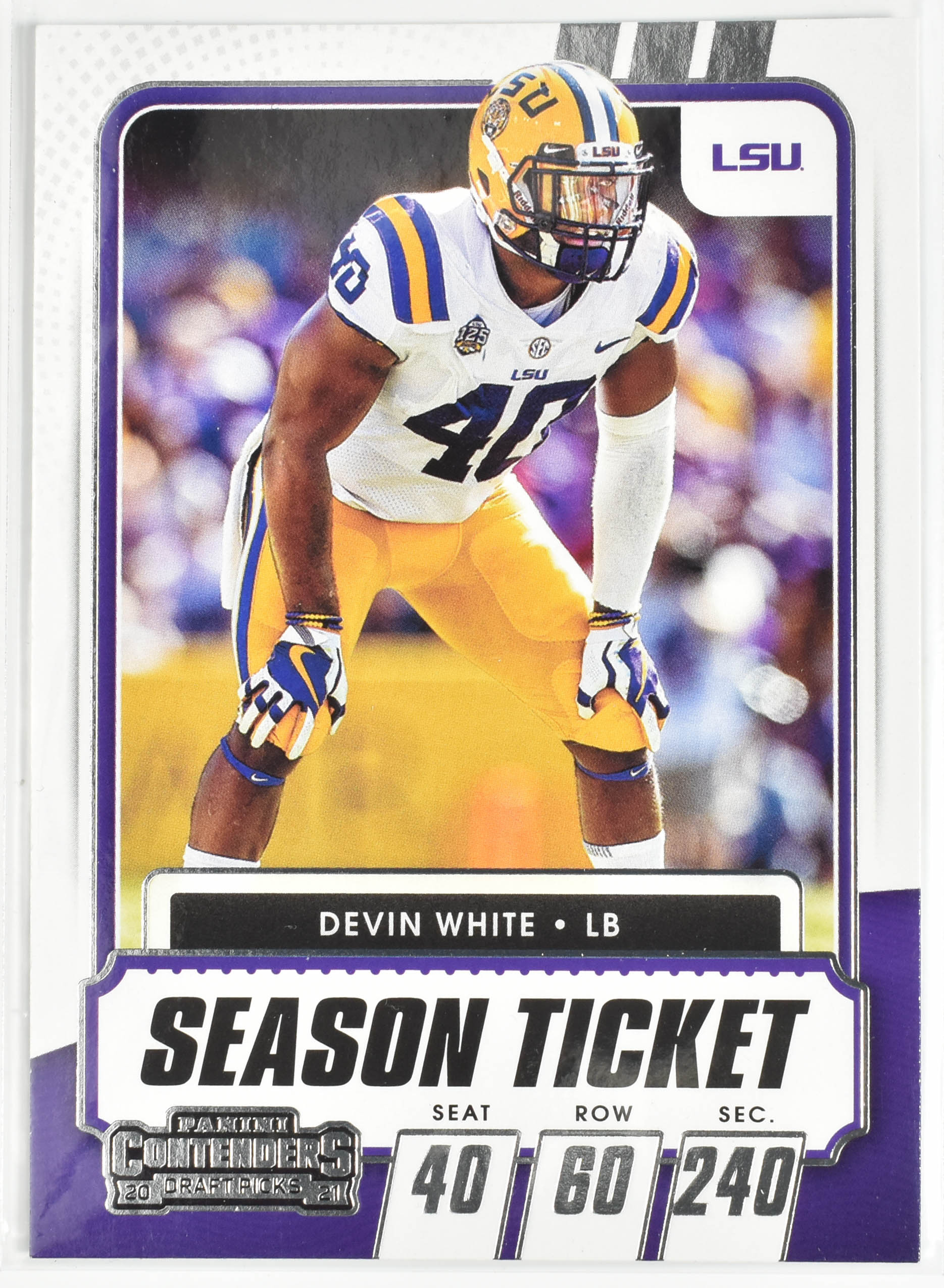 Devin White 83 LSU Panini Contenders 2021 Season Ticket