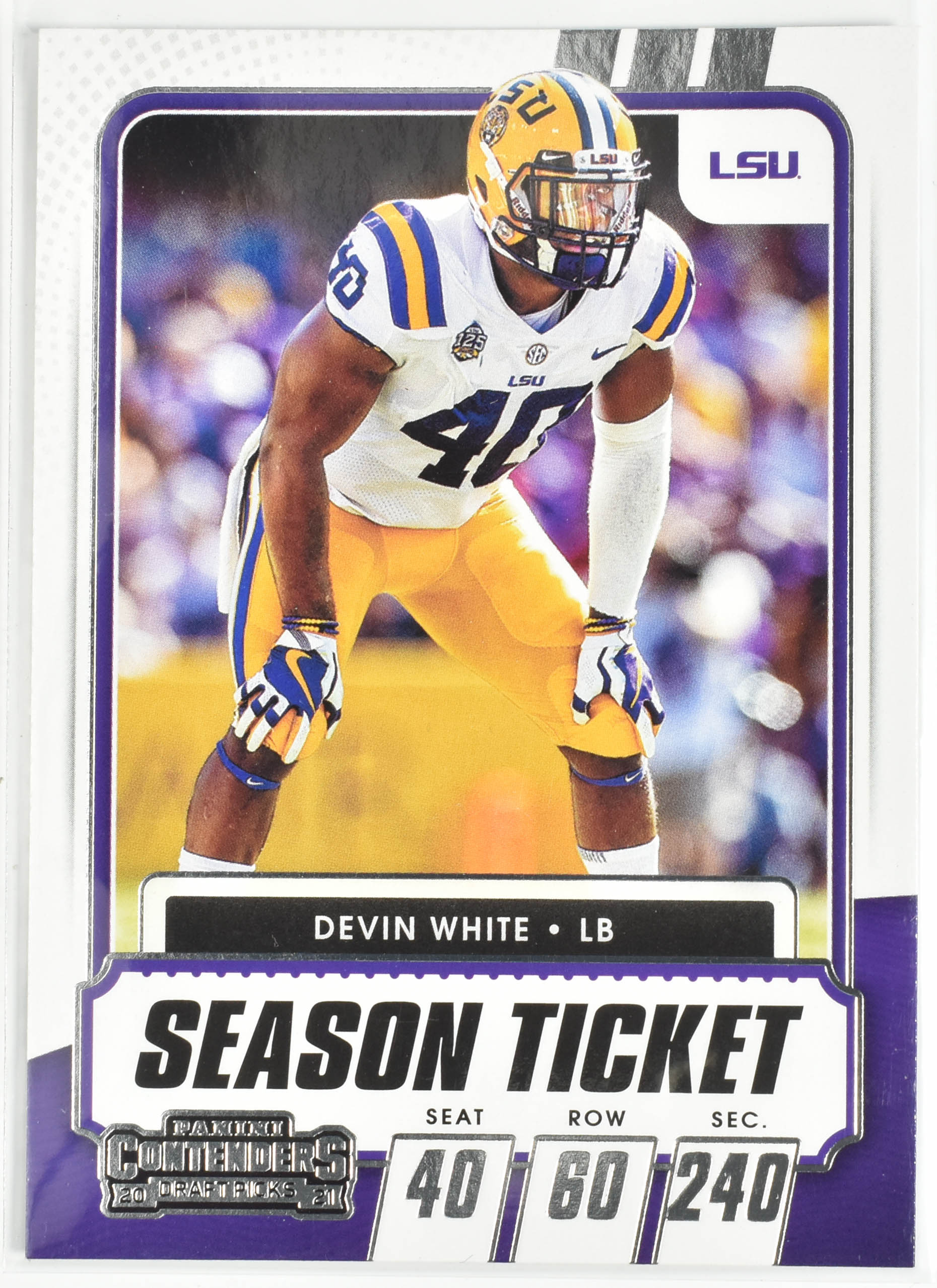 Devin White LSU No.83 Panini Contenders 2021 Draft Picks Season Ticket