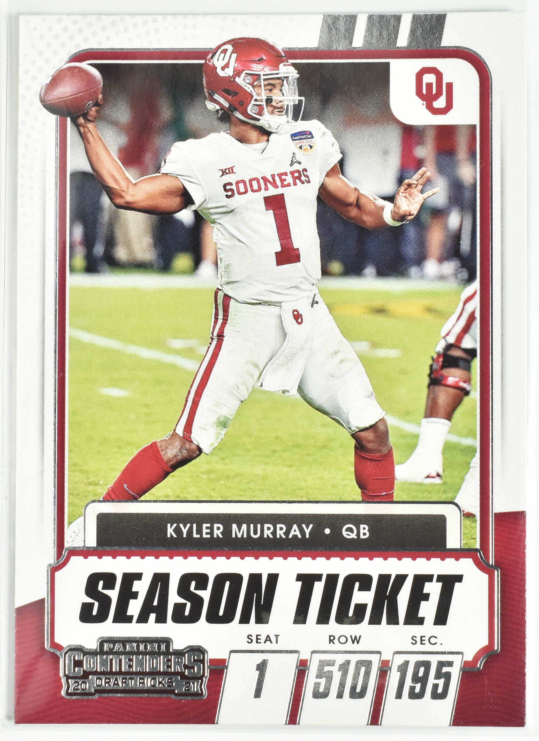 Kyler Murray No. 15 Sooners Panini Contenders 2021 Draft Picks Season Ticket