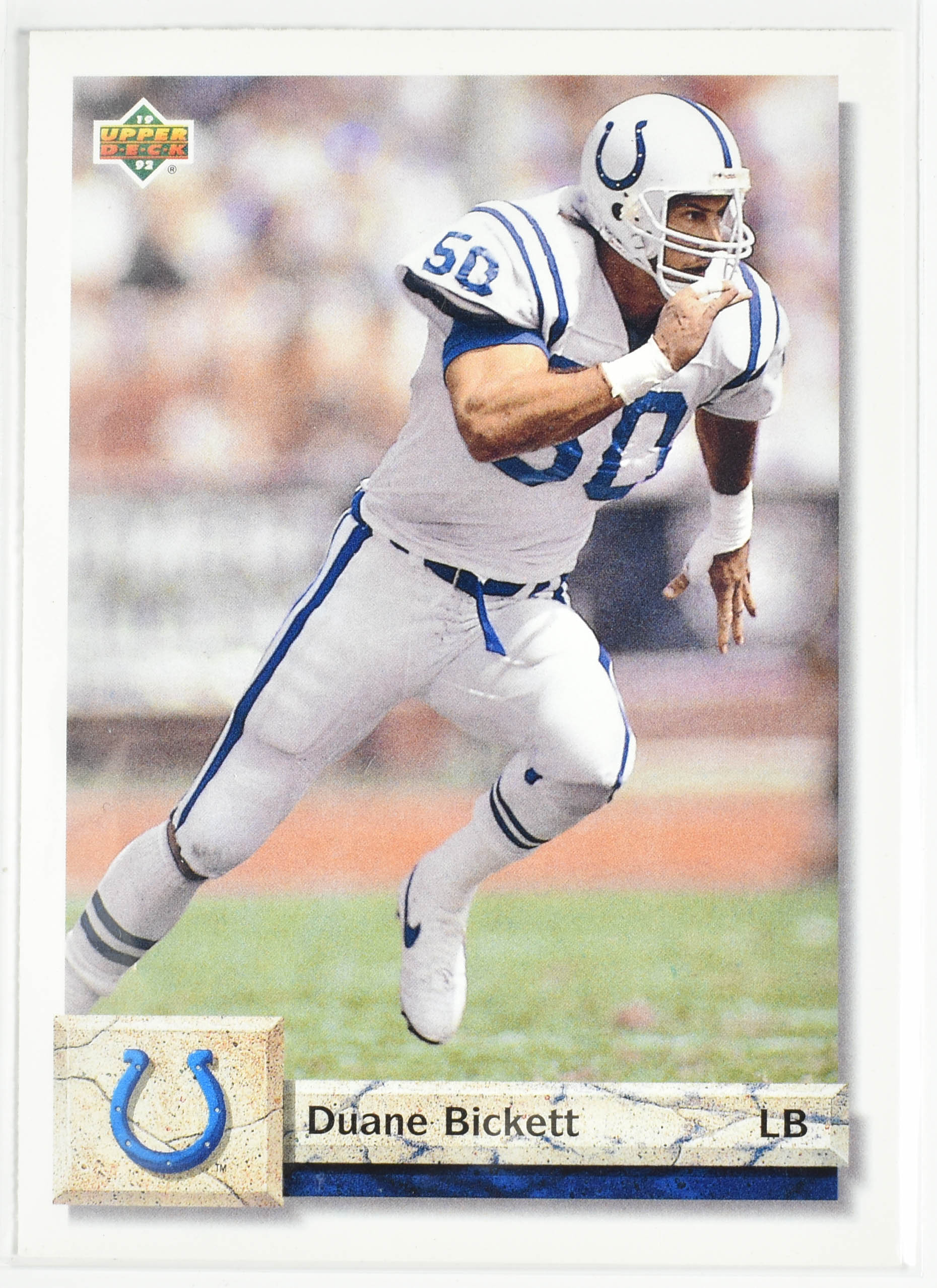 Duane Bickett 276 Upper Deck 1992 Colts Football Card