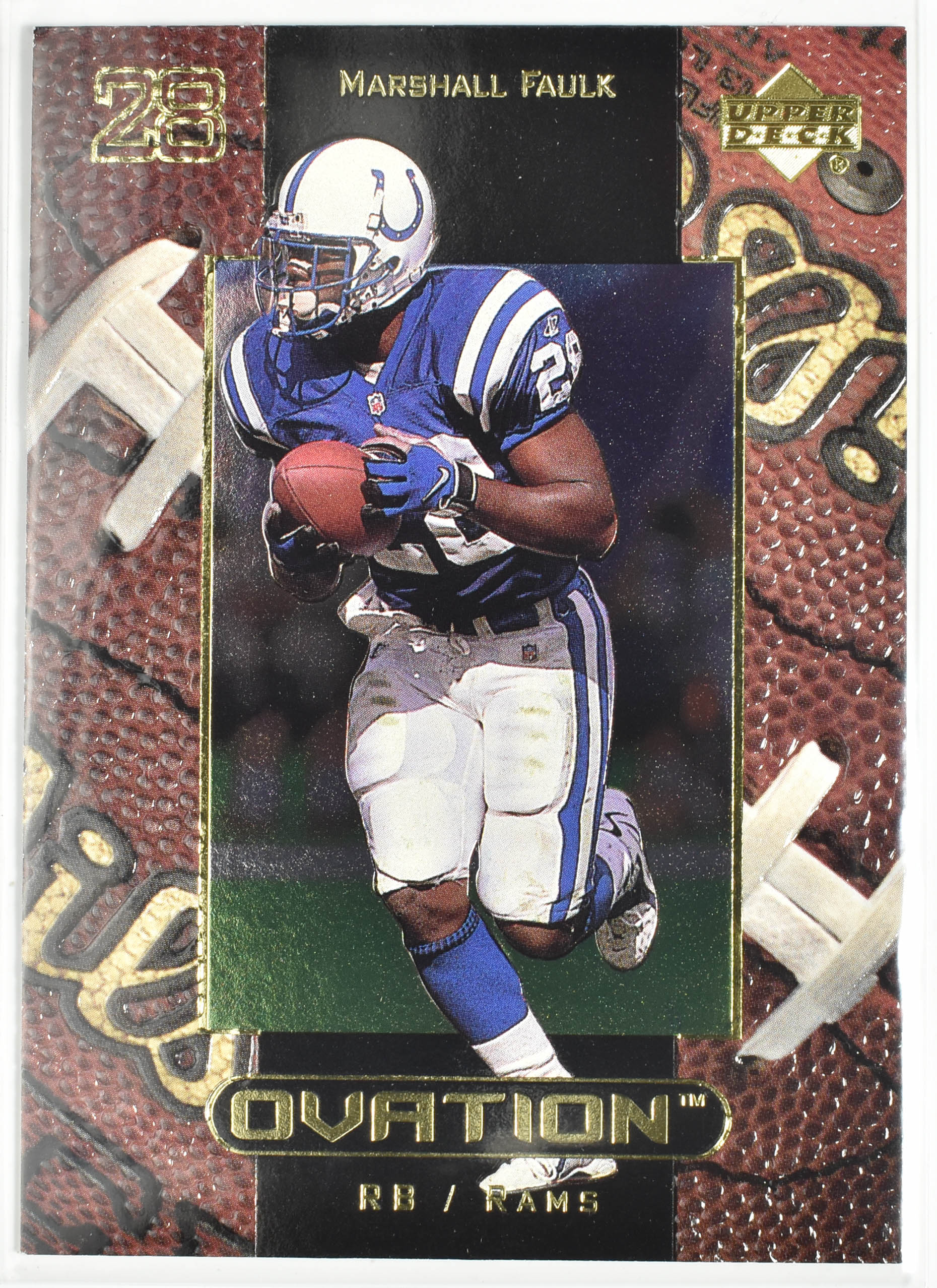 Marshall Faulk 48 Upper Deck 1999 Ovation Colts Football Card