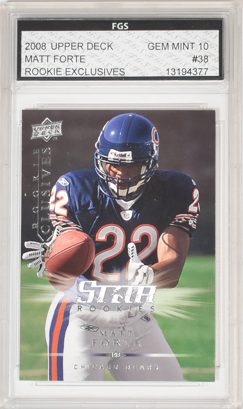Matt Forte Upper Deck 2008 Rookie Exclusives 38 Football Card Graded 10 Mint