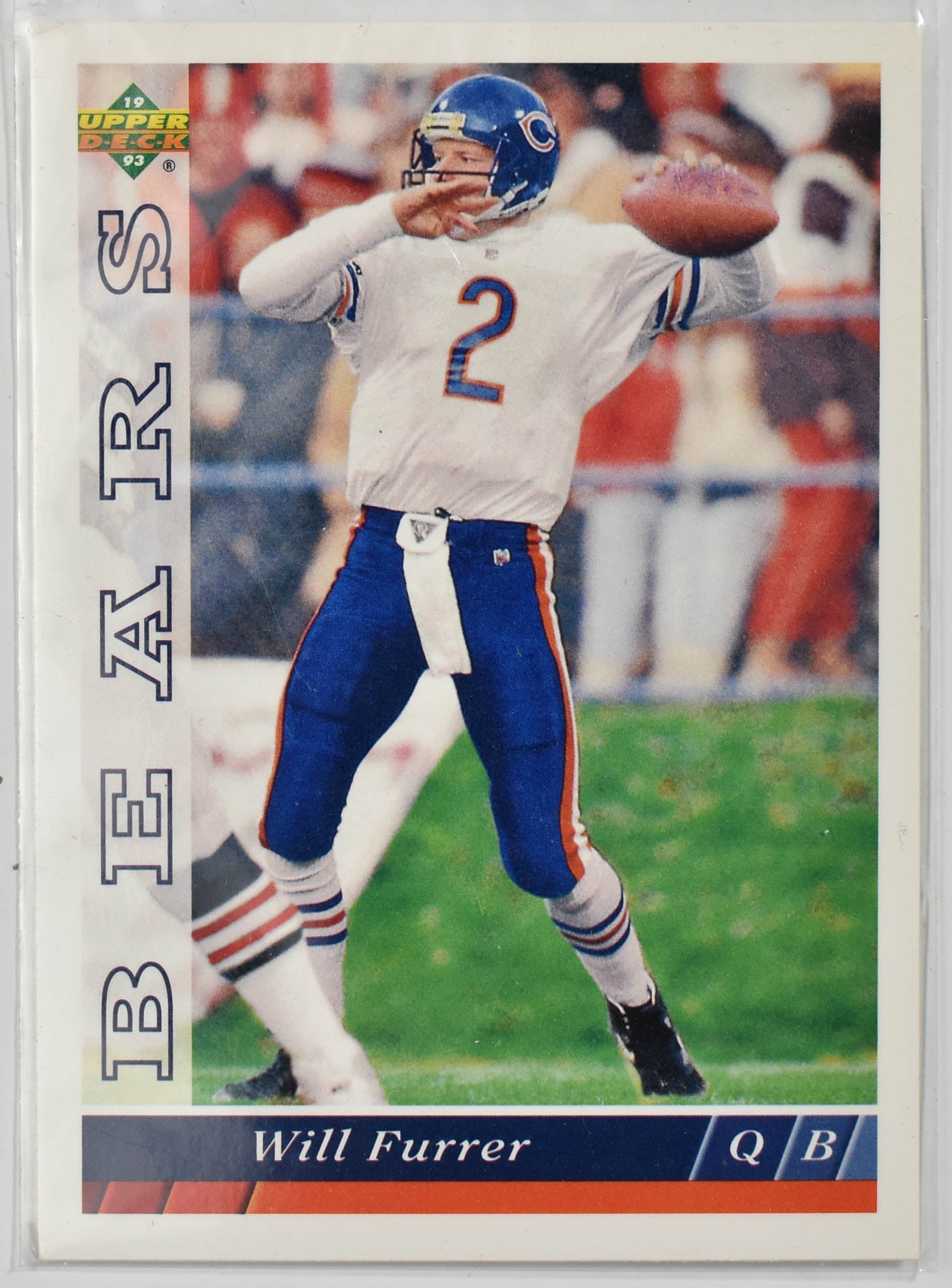 Will Furrer 489 Upper Deck 1993 Chicago Bears Football Card