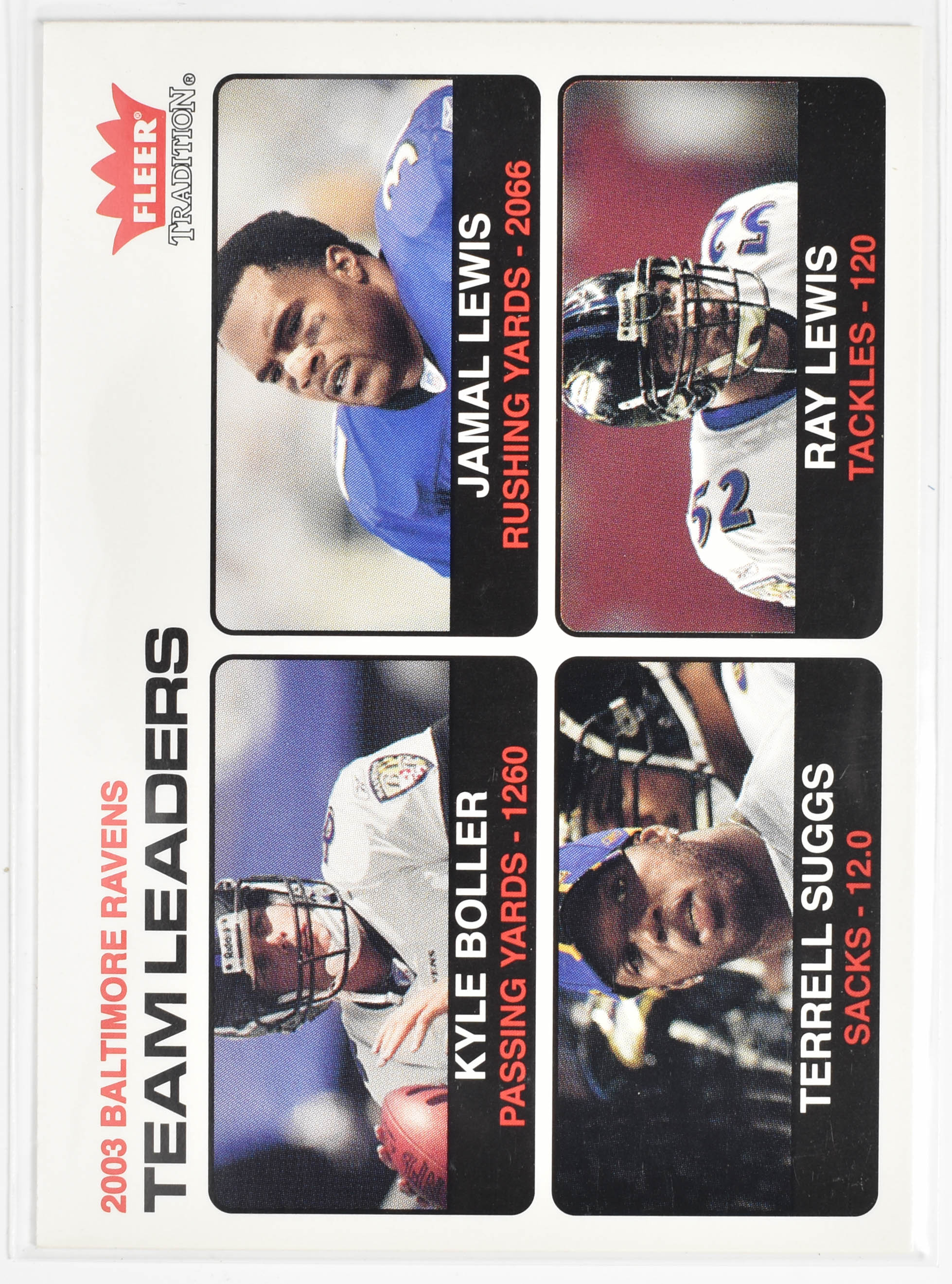 Baltimore Ravens 2003 Fleer Tradition 16 Team Leaders