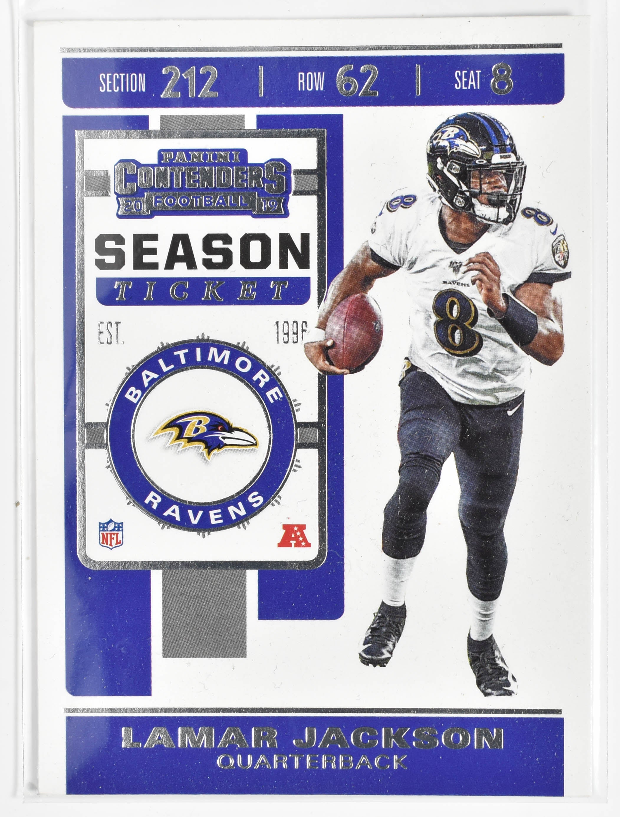 Lamar Jackson 15 Panini 2019 Contenders Season Ticket Ravens