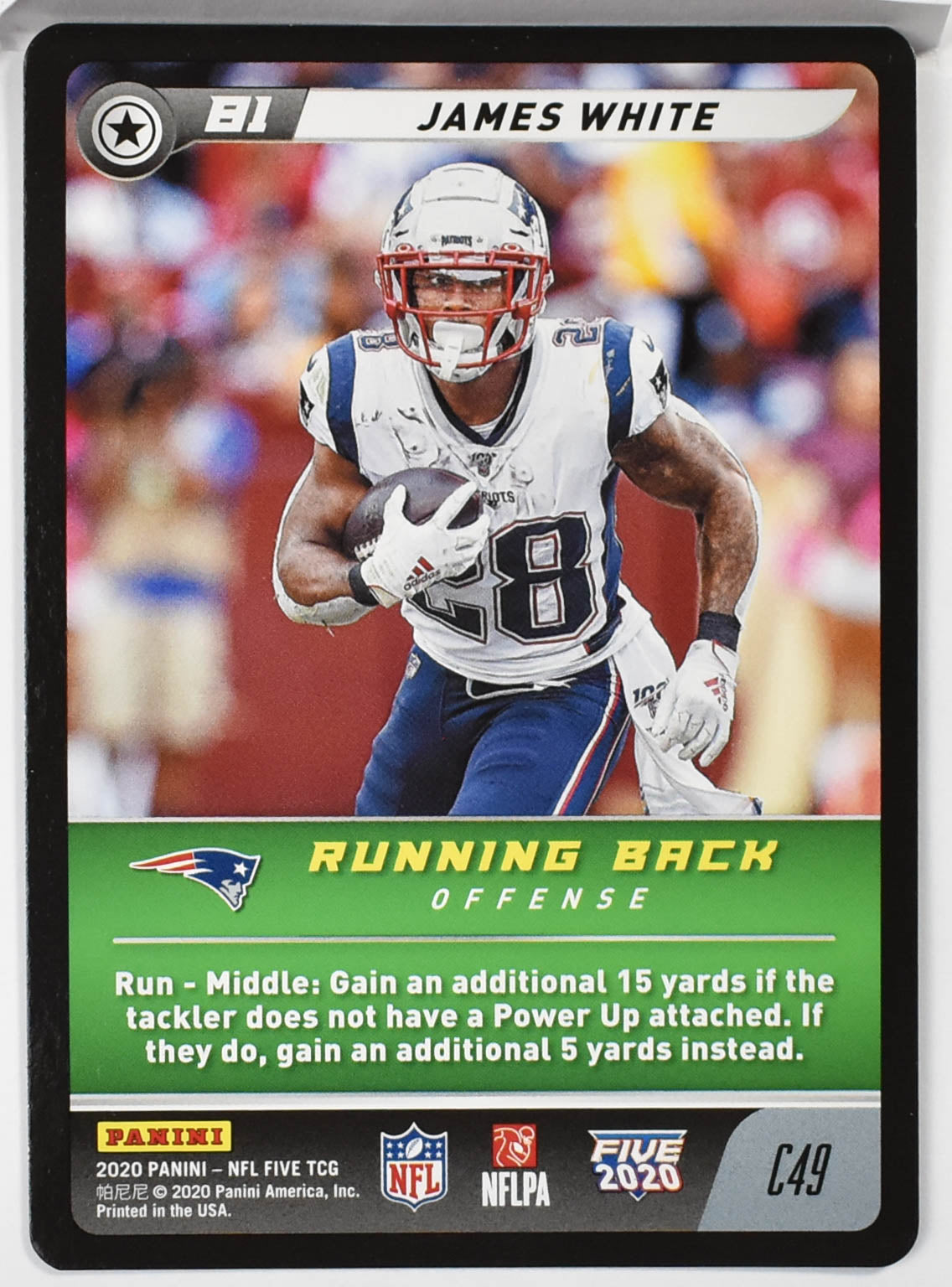 James White c49 Panini 2020 NFL FIVE TCG