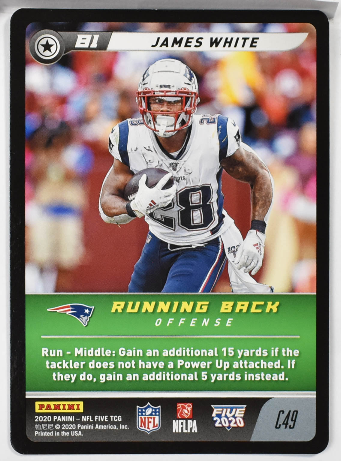 James White C49 Panini NFL FIVE TCG 2020