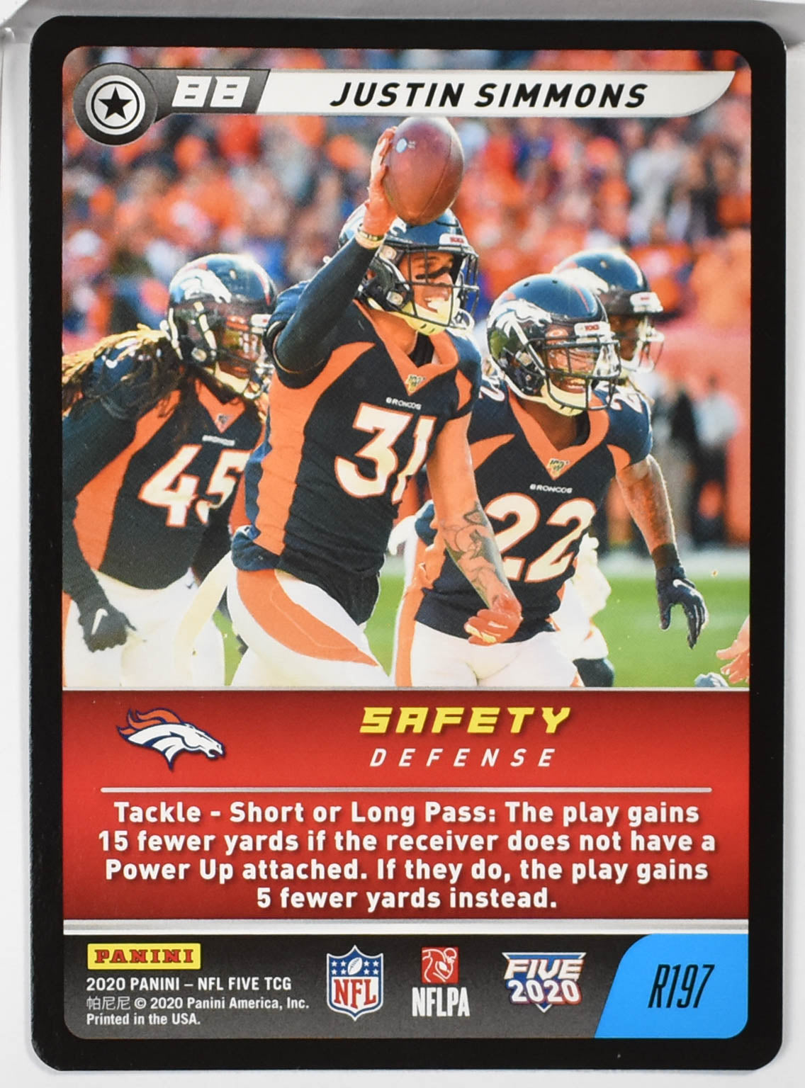 Justin Simmons R197 Safety Panini NFL FIVE TCG 2020