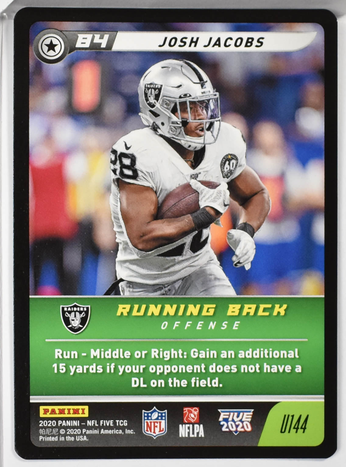 Josh Jacobs U144 Running Back Panini NFL FIVE TCG 2020