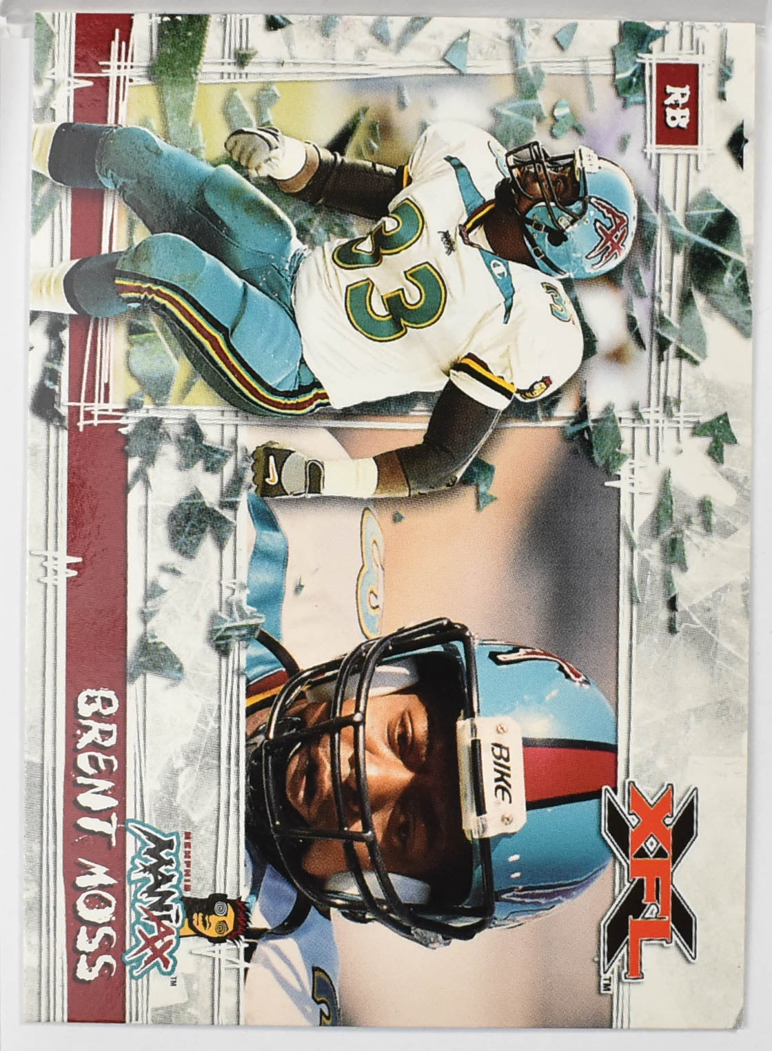 Topps XFL Football Card 2001 48 Brent Moss