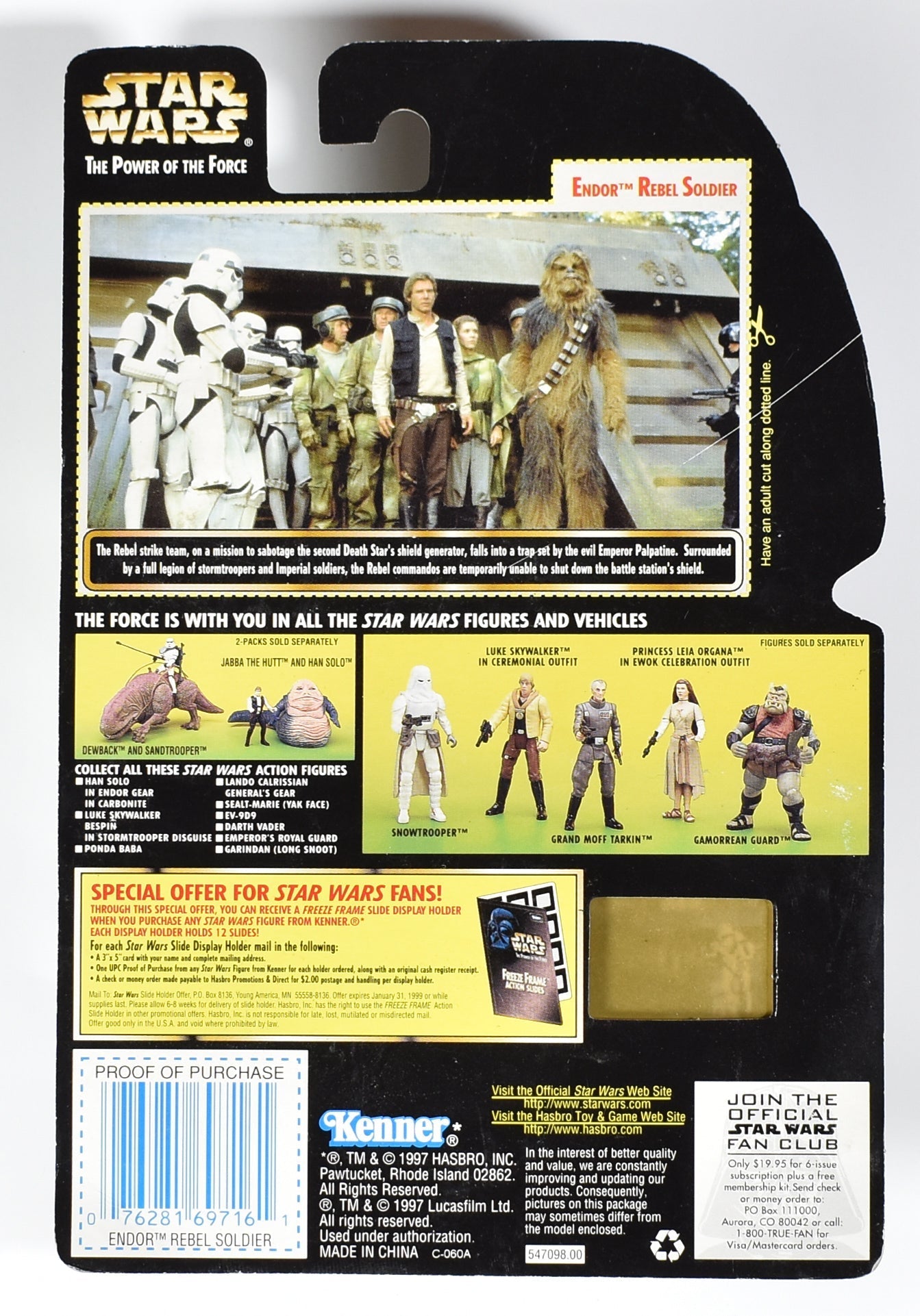 Star Wars Power of the Force Freeze Frame Endor Rebel Soldier Kenner 1997