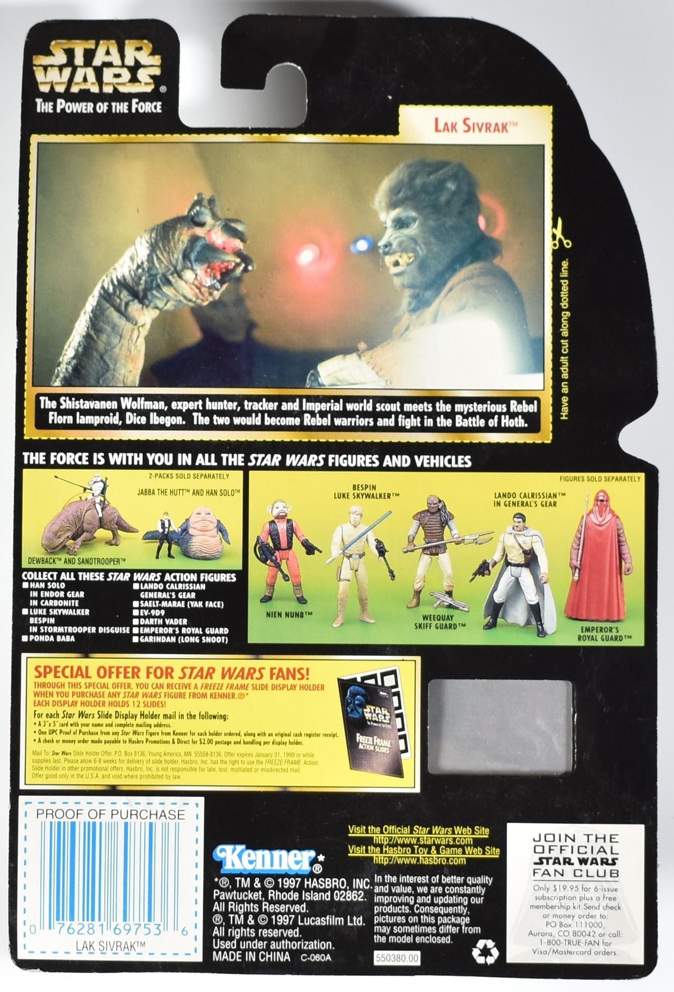 Star Wars Power of the Force Freeze Frame Kenner Action Figure Lak Sivrak