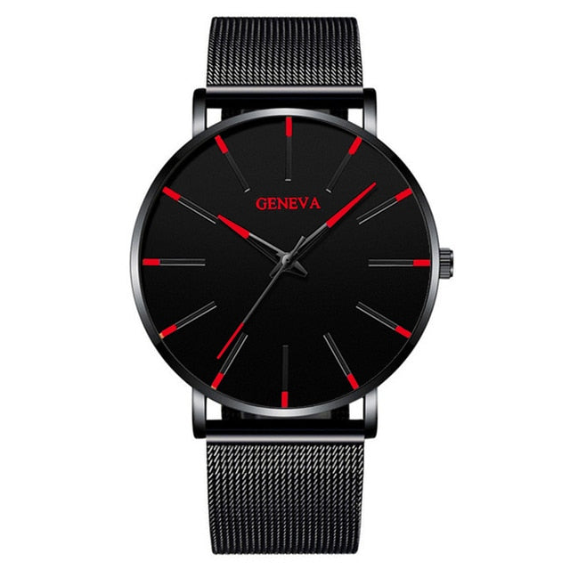 Minimalist Men's Fashion Ultra Thin Watches Simple Men Business Stainless Steel Mesh Belt Quartz Watch relogio masculino
