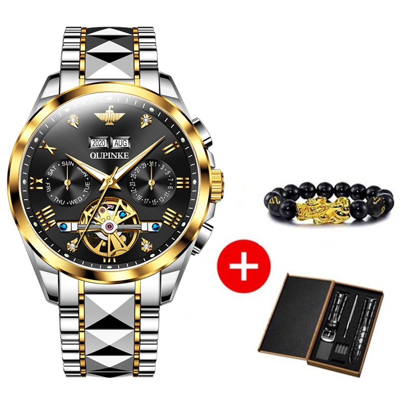 New Luxury Men Automatic Mechanical Wristwatch Tungsten Steel Watch Top Brand Sapphire Glass Men Watches reloj hombre
