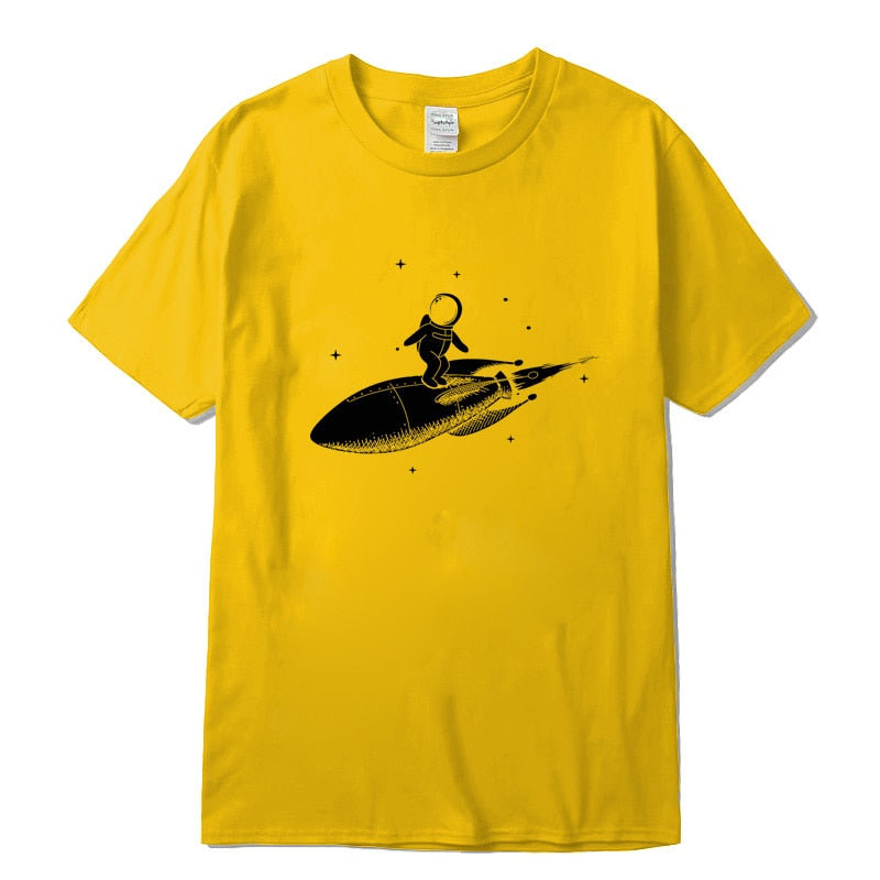 Men high quality tshirt 100% cotton short sleeve Funny space trip print men Tshirt casual o-neck loose t-shirt men tee shirts