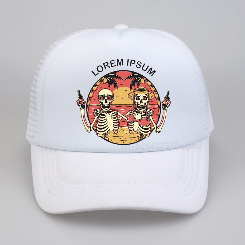Lorem Ipsum Baseball cap punk skull Couples beach sunhat  Fashion Summer Vacation Beach sunhat men mesh Breathable snapback hat
