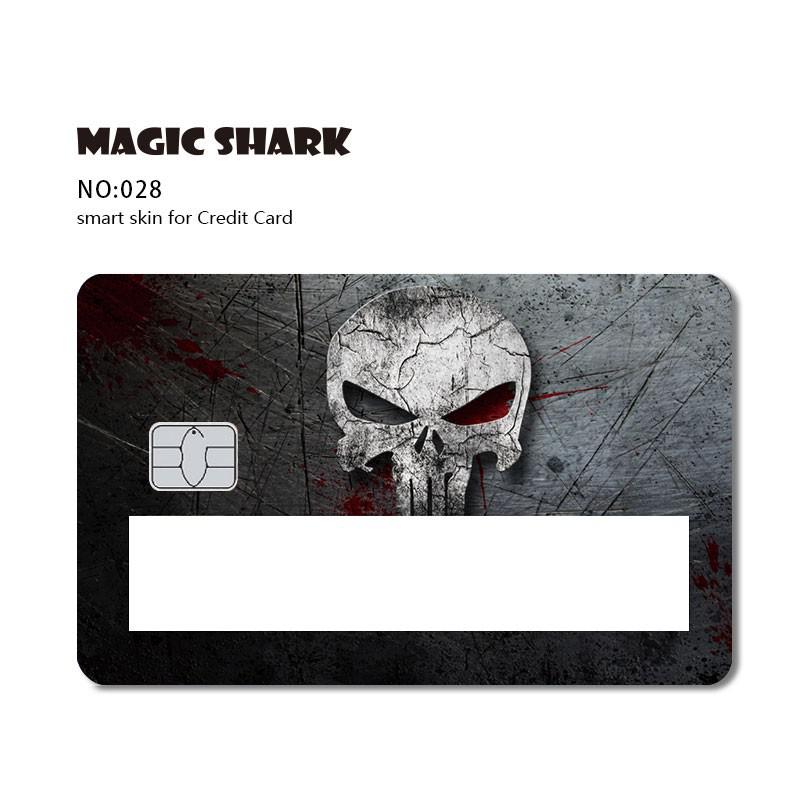 Magic Shark Fashion Wood Print Star Space Joker Money Dollar Window Sticker Case Film Skin for Credit Debit Card Big Small Chip