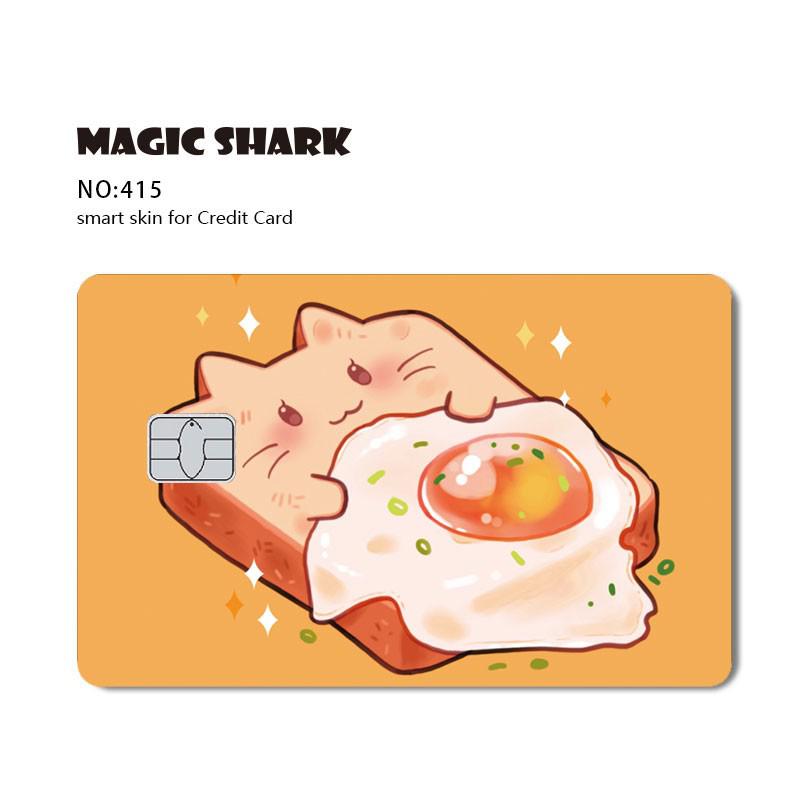 Magic Shark Anime Tape Cartoon Cute Cat Game Funny Chocolate Matte PVC Sticker Film Skin Case for Small Large Chip Credit Card