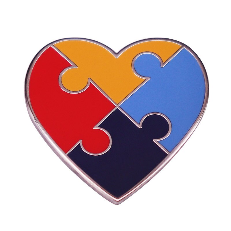 Multicolor Puzzle Brooch Autism Awareness Heart Puzzle Badge