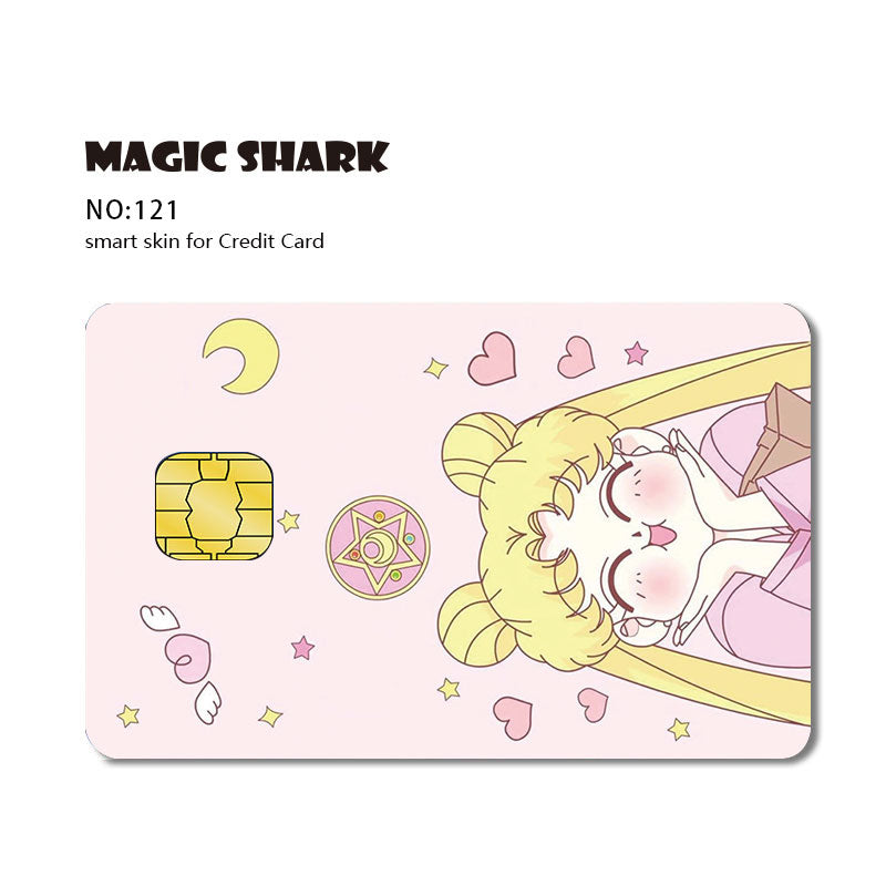 Magic Shark Matte Cartoon Cute Sticker Film Tape for Credit Card Debit Card Small Large Chip
