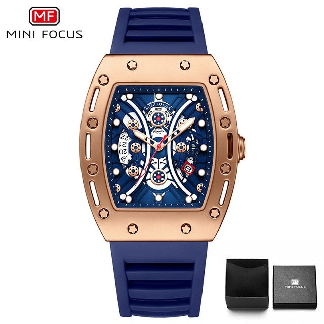 MINI FOCUS Creative Analog Quartz Watch Men Fashion Japan Movement relogio masculino Silicone Sport Watch часы мужские