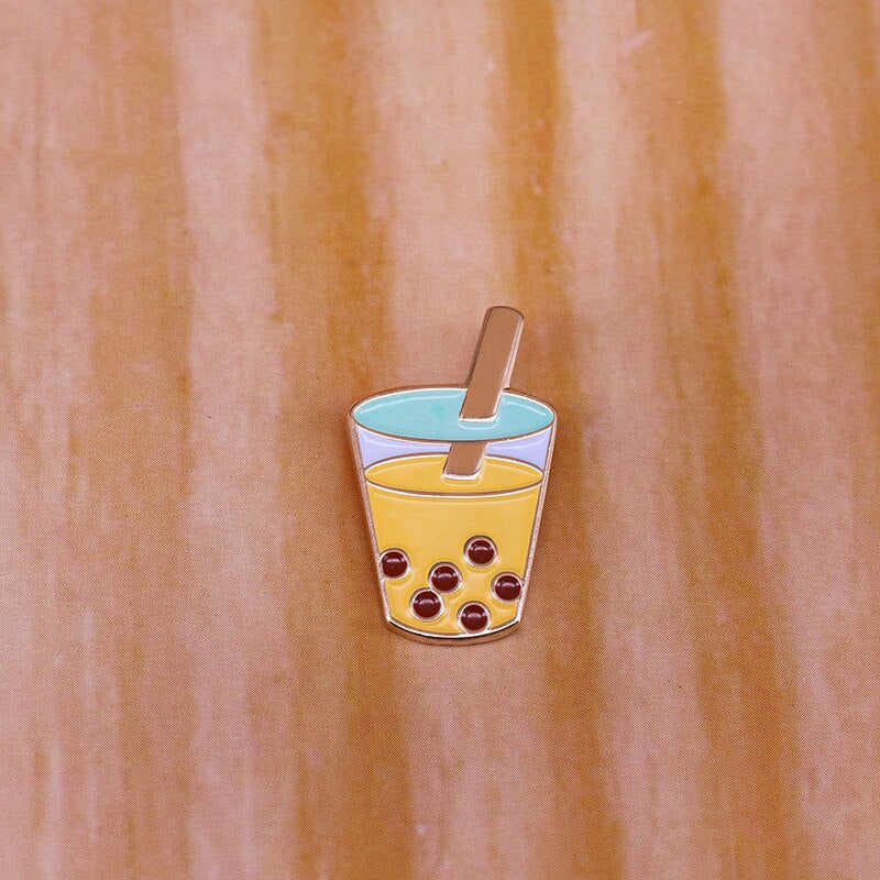Lovely Pearl Milk Tea Brooch Dessert Drink Badge