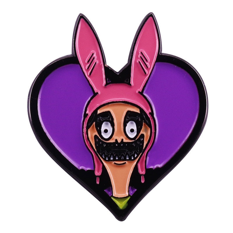 Louise Belcher Funny Brooch Happy Burger Shop Fun Cartoon Badge