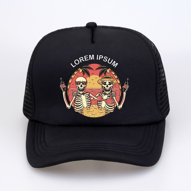 Lorem Ipsum Baseball cap punk skull Couples beach sunhat  Fashion Summer Vacation Beach sunhat men mesh Breathable snapback hat