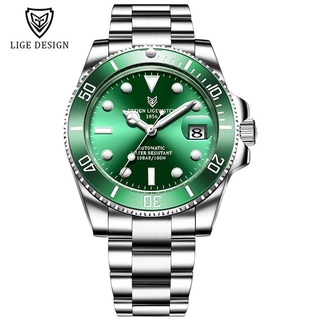 LIGE Men Watches Sapphire Glass 40MM Ceramic GMT Automatic Mechanical Watch Men 100m Waterproof Classic Fashion Luxury Clock+Box