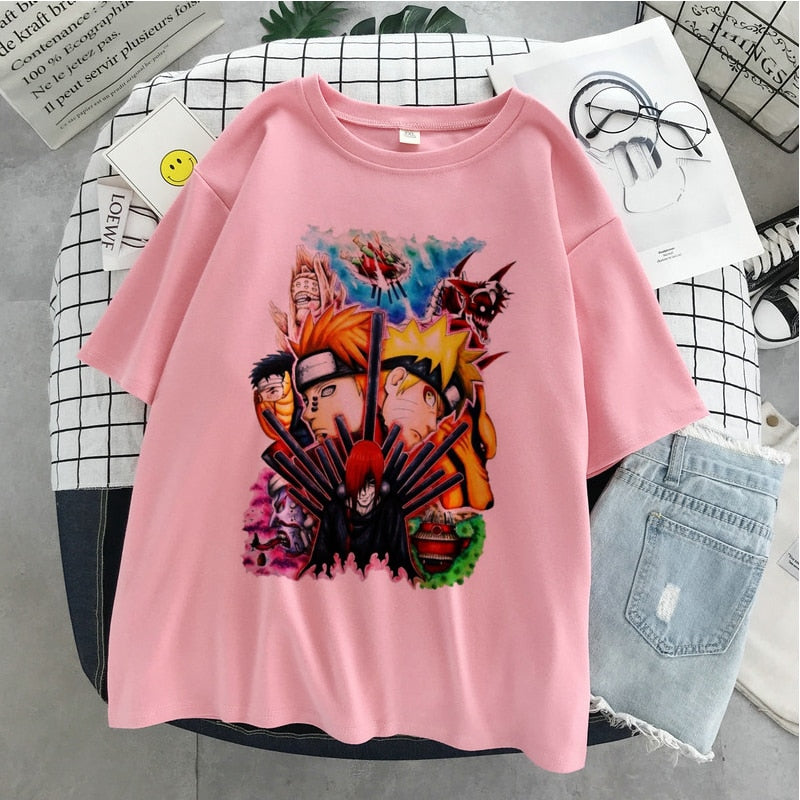 Naruto Hatake Kakashi Graphic Print T-shirt Women Harajuku Aesthetic White Top Plus Size Tshirt Anime Japan Style Female T Shirt