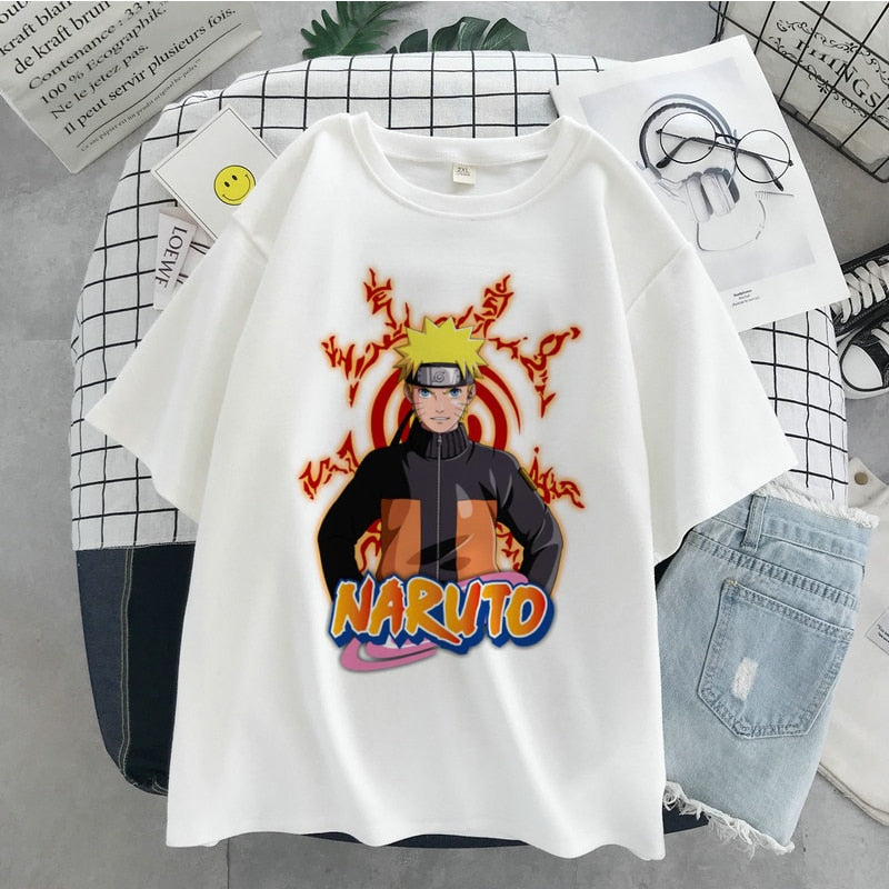 Naruto Hatake Kakashi Graphic Print T-shirt Women Harajuku Aesthetic White Top Plus Size Tshirt Anime Japan Style Female T Shirt