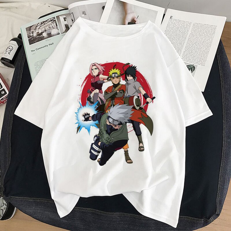 Naruto Hatake Kakashi Graphic Print T-shirt Women Harajuku Aesthetic White Top Plus Size Tshirt Anime Japan Style Female T Shirt
