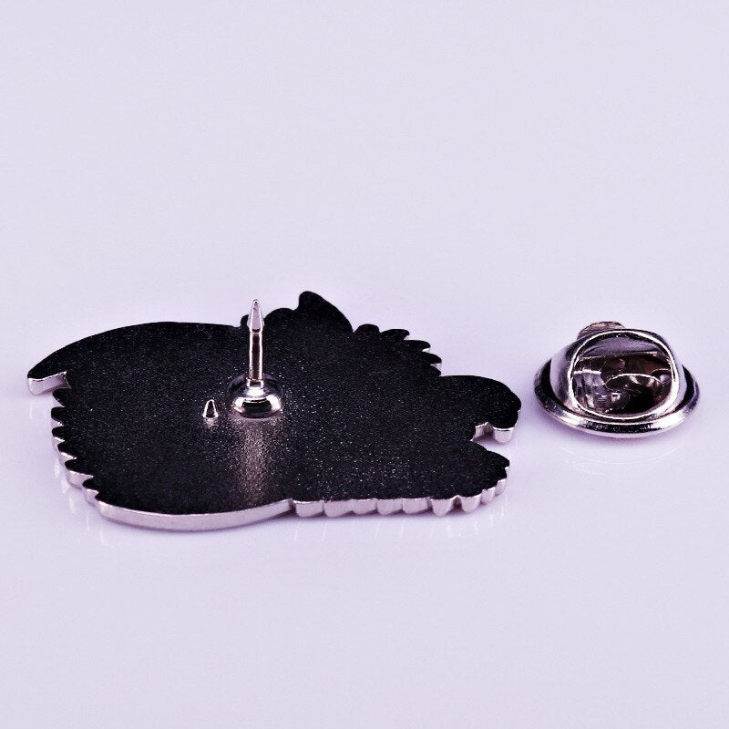 Night Wolf Moon Witchcraft Brooch Halloween Art Badge Dark Animal Pin