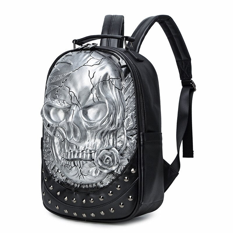 3D Skull Design Backpack For Men And Women Personality Punk Travel Bagpack Male