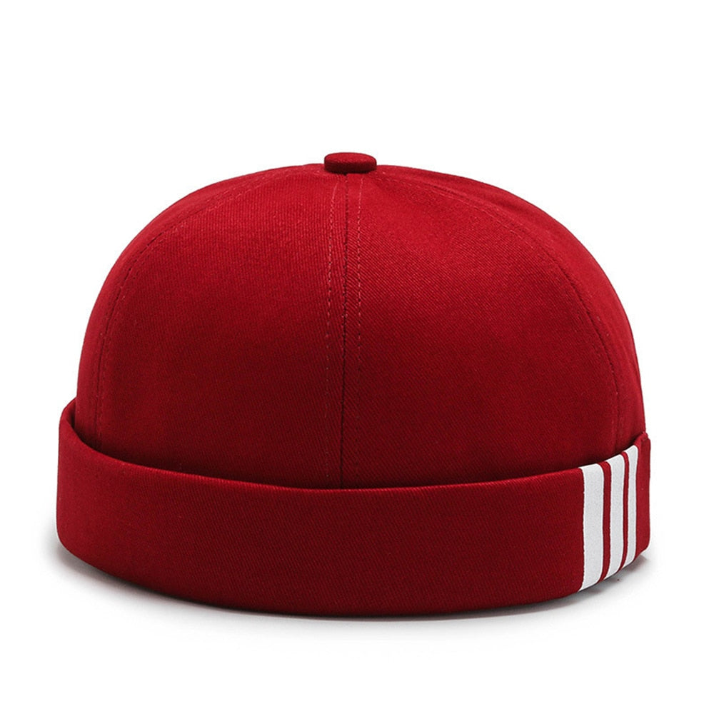 Men Women Retro Dome Melon Brimless Beanie Cap Unisex Skullcap Sailor Cotton Mechanic Trendy Color Elastic Panels Docker Hat