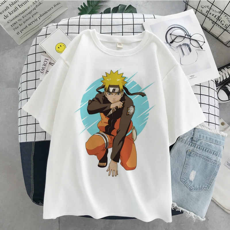 Naruto Hatake Kakashi Graphic Print T-shirt Women Harajuku Aesthetic White Top Plus Size Tshirt Anime Japan Style Female T Shirt