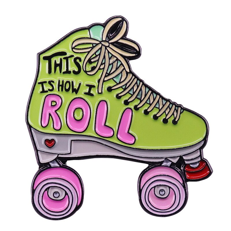 Retro skates brooch movie science fiction movie crazy roller skating inspiration badge