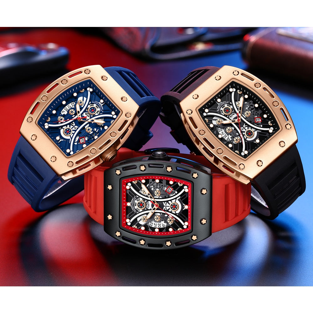 MINI FOCUS Creative Analog Quartz Watch Men Fashion Japan Movement relogio masculino Silicone Sport Watch часы мужские