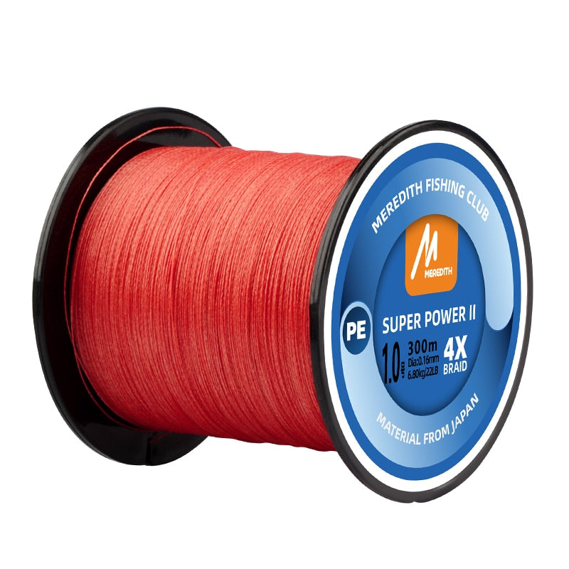 MEREDITH SUPER POWER II Multicolour 100M 300M 500M 4 Strands Braided PE Fishing Line Multifilament Smooth Fishing Line 15-80LB