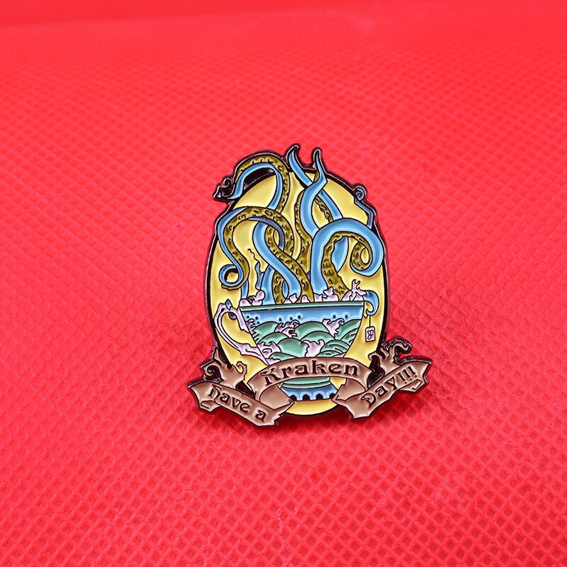 Mythical Kraken Brooch Cartoon Octopus Badge