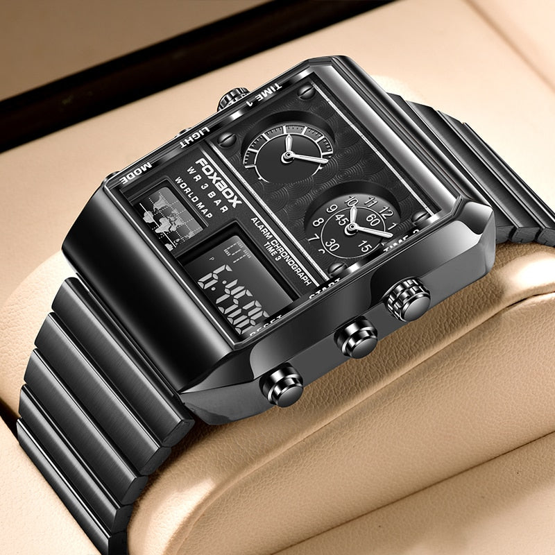 LIGE 2022 New Creative Square Watch Men Top Brand Luxury Digital Watch Fashion Dual Display Watches For Men Relogio Masculino