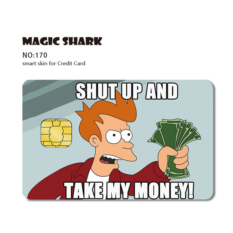 Magic Shark Matte 3M PVC Cartoon Joker Half Cover Sticker Case Film for Big Small Chip Credit Debt Card